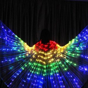 Costume de danse orientale de couleur arc-en-ciel, lumière LED de cirque, costumes lumineux,