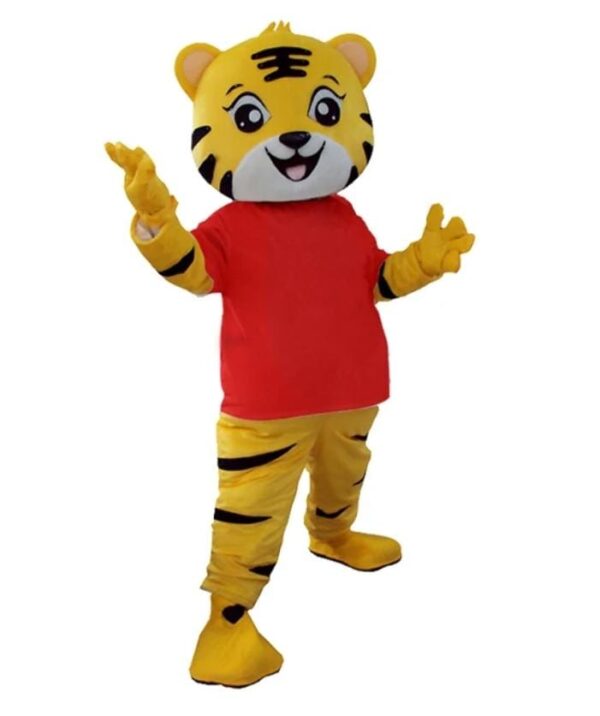 Costume de mascotte de dessin animé de tigre, T-shirt de cosplay, spectacle sur scène, cérémonie de publicité, robe de paupières, accessoires de performance de carnaval d'animaux, fête, nouveau